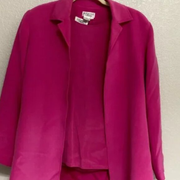 Vintage 1990s‎ Power Pink 3-Piece Silk Suit Set - Size 12 - 100% Silk Set - Picture 1 of 6